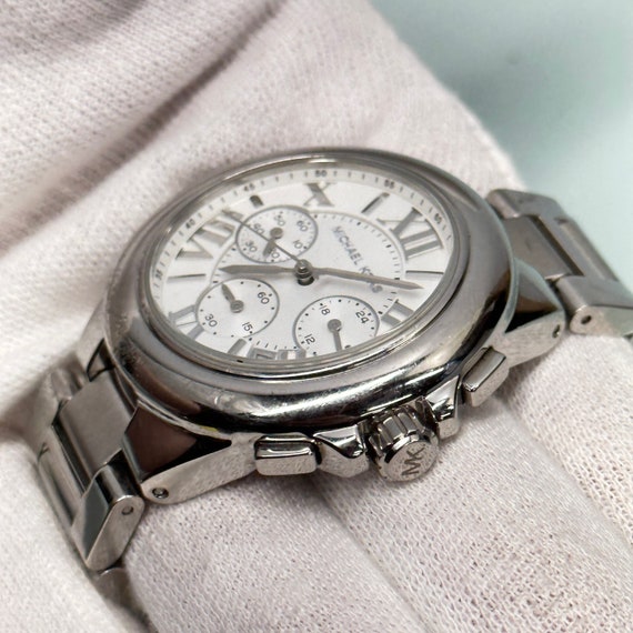 Michael Kors Silver Chronograph Roman Numeral Watch Michael Kors Whitney Chronograph Crystals Silver Dial Silver  main image 3