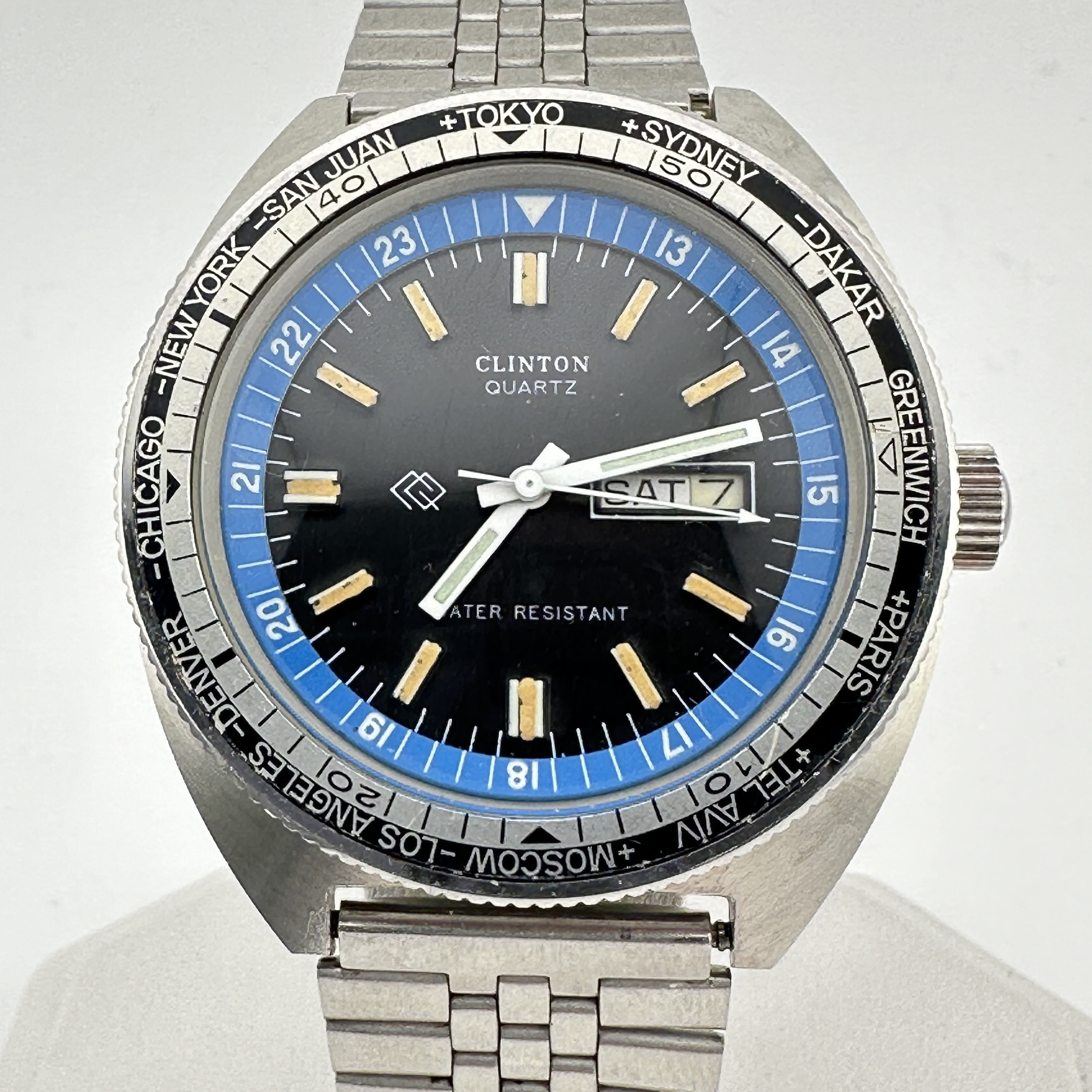 Clinton Vintage World Timer Swiss Diver 40mm Men