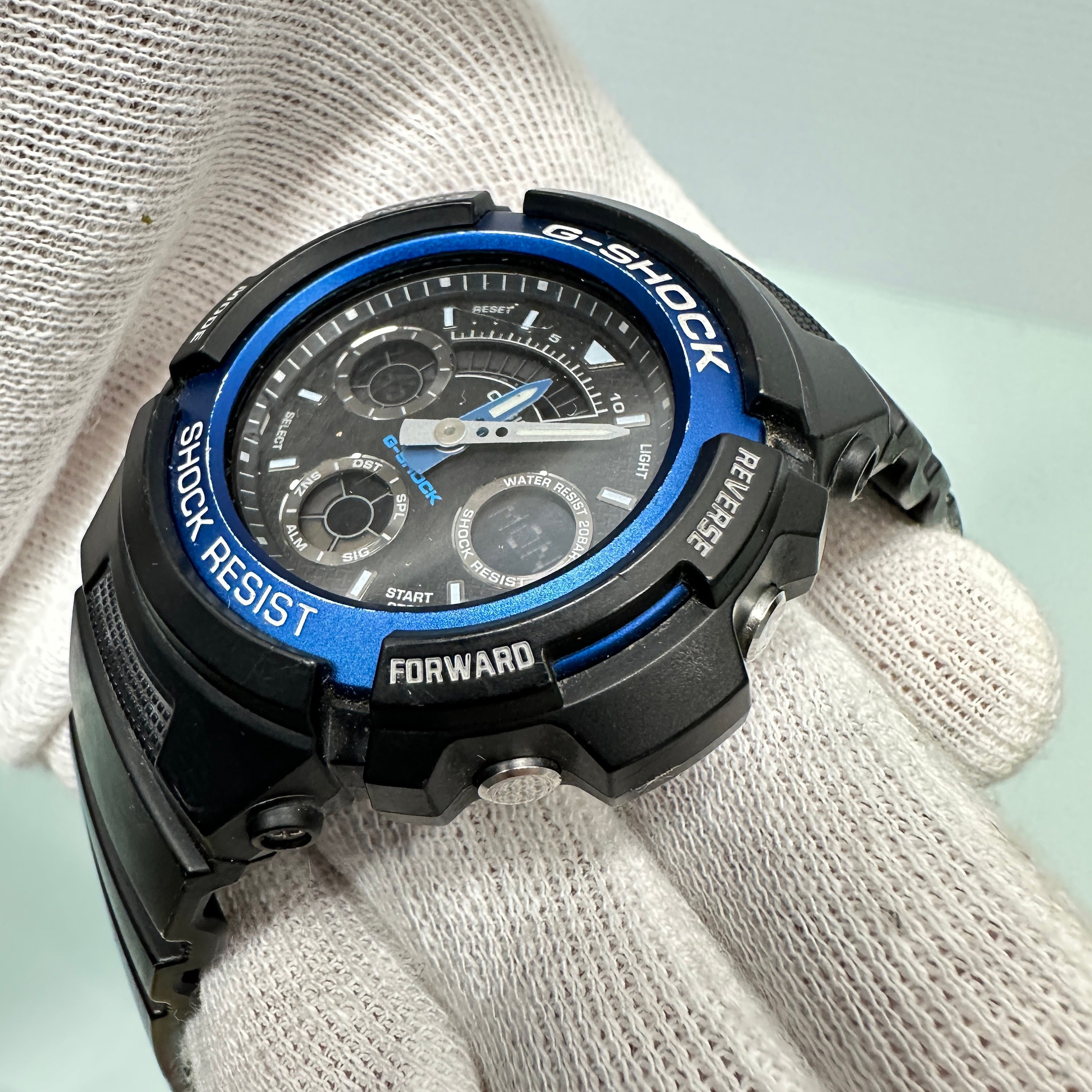 Casio G-shock AW-591 Chronograph Watch - Black and Blue - Etsy Casio G-shock AW-591 Chronograph Watch - Black and Blue - Etsy