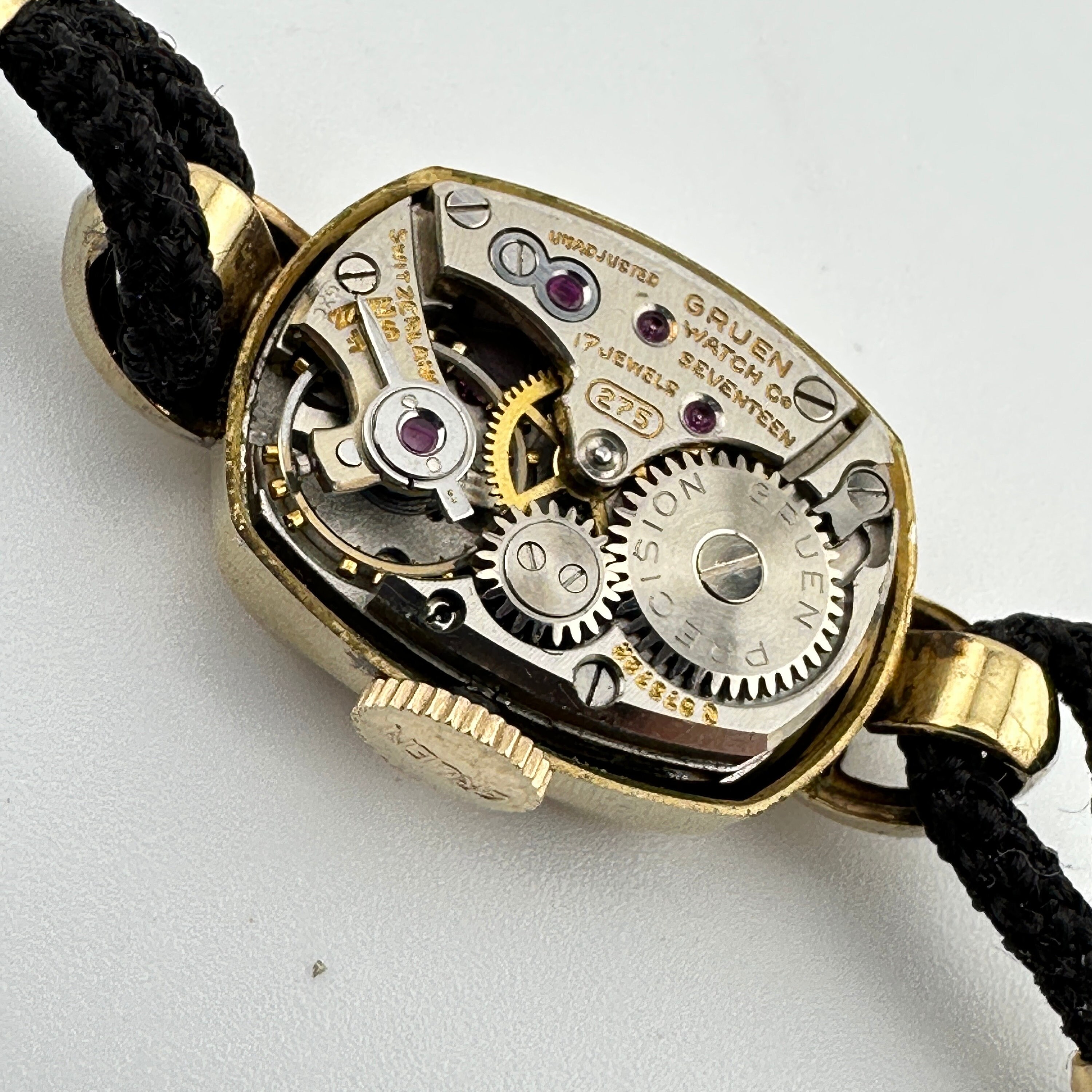 Antique Gruen Precision Swiss Cocktail 10k Gold Ladies Watch With
