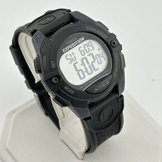 Timex Expedition Indiglo Black 42mm Men's Digital Watch - Etsy