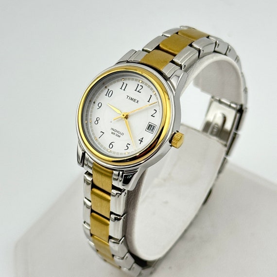 Timex Two Tone Indiglo 25mm Bracelet Watch - image 1