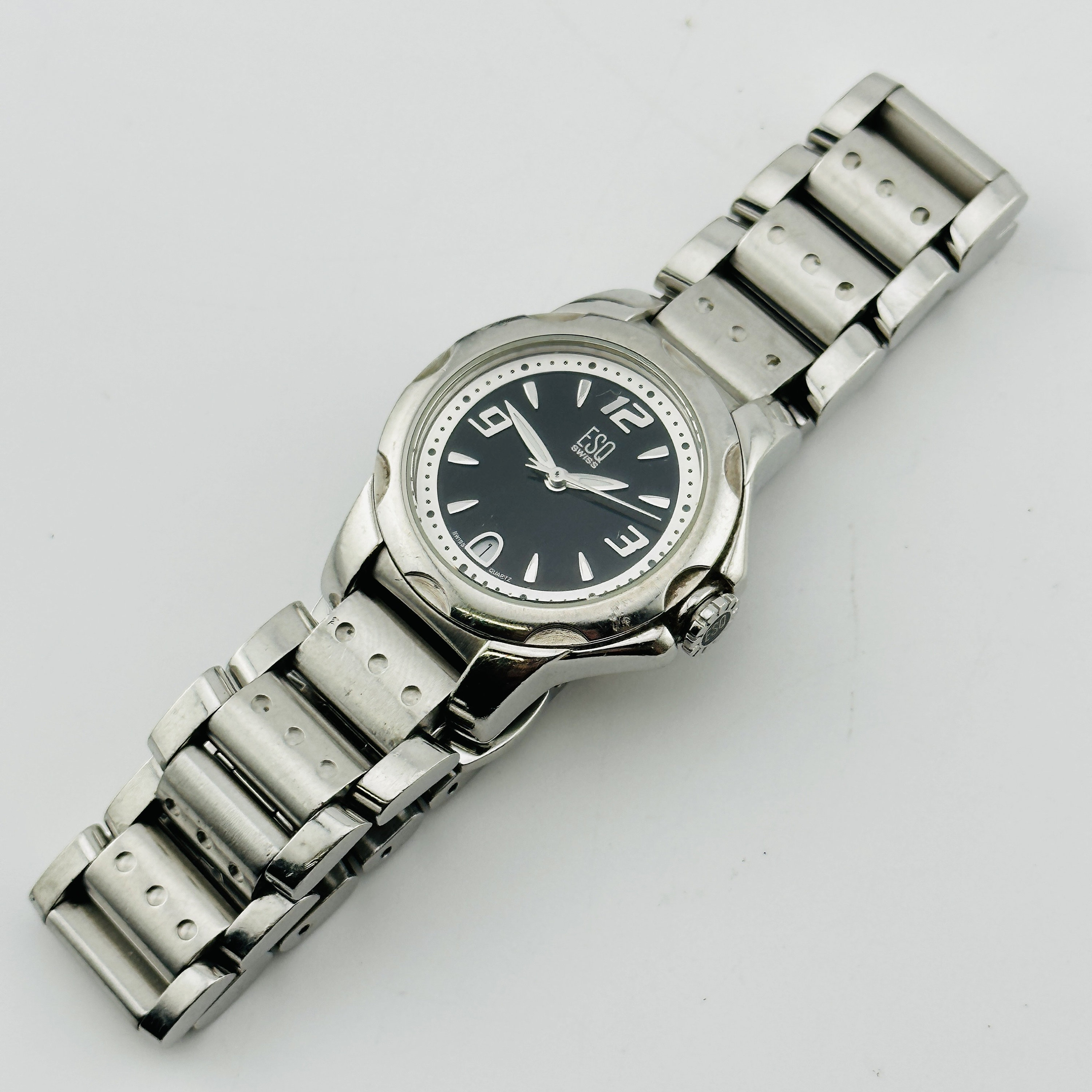 Montre suisse ESQ by Movado avec cadran noir boitier et bracelet en acier inoxydable Etsy France