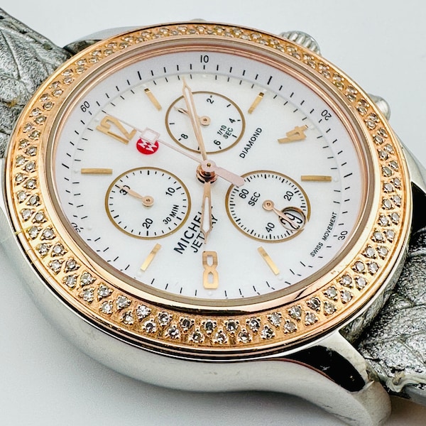 Michele Jetway Diamond Bezel 41mm Chronograph Watch