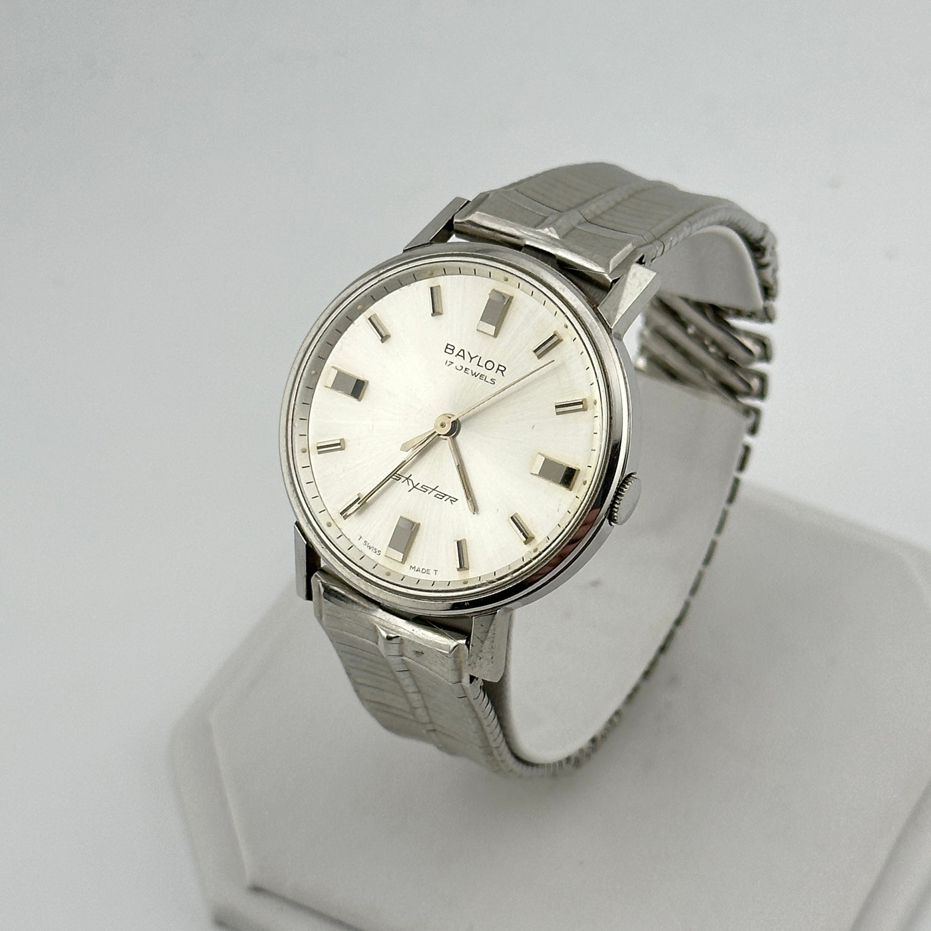 Baylor Skystar Stainless Steel Manual Wind 34mm Midsize Watch c. 1960 Etsy