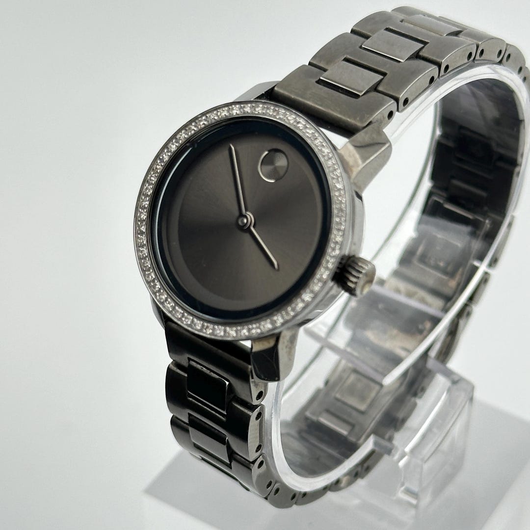 Movado Bold Women’s Black Steel Chronograph Watch with diamond. Movado Diamond Black Dial Stainless Steel Women main image 2