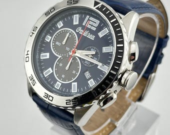 Omikron Stainless Steel Blue Dial Chronograph 45mm Men’s Watch