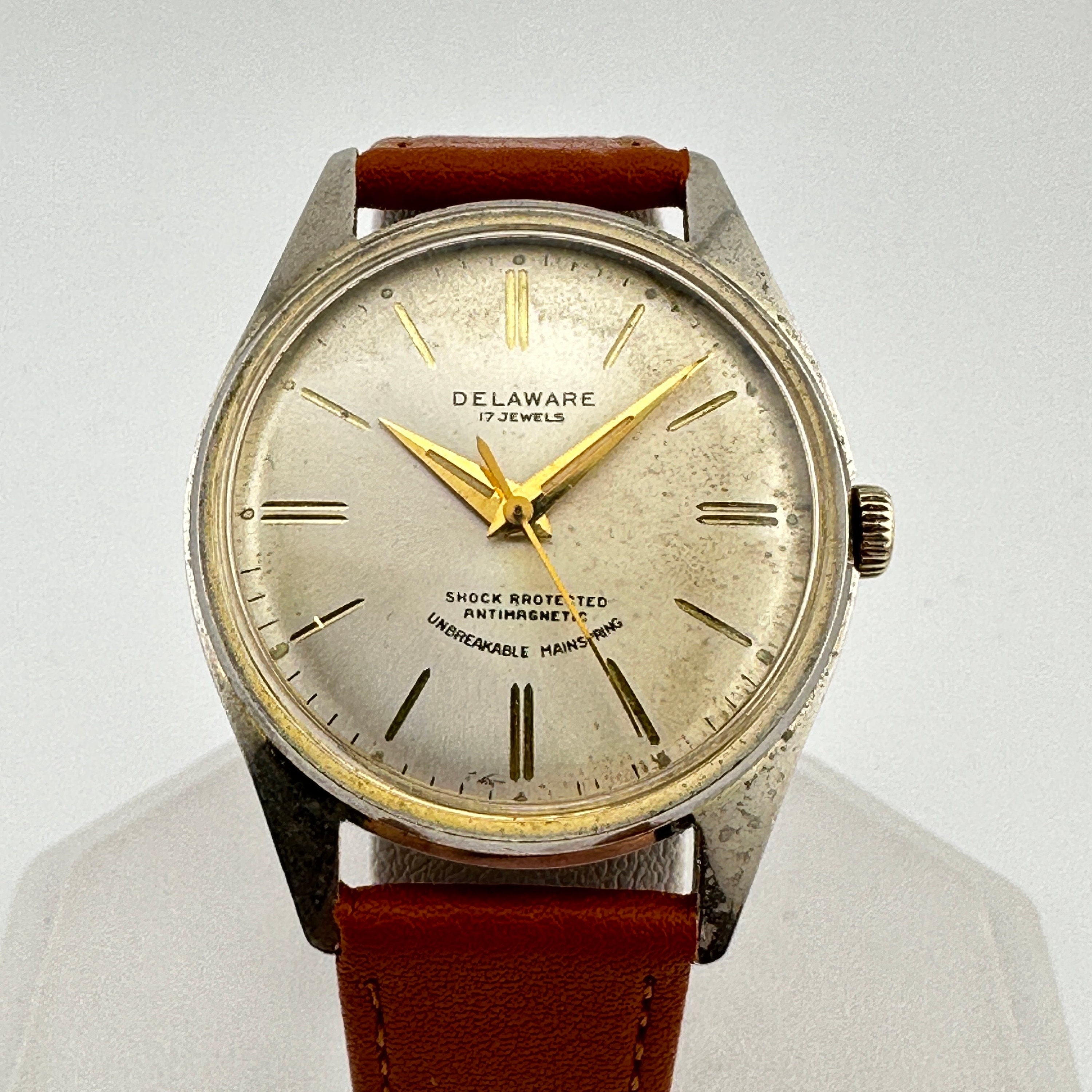 Vintage Delaware Reverse Tuxedo Men\'s Mechanical Wristwatch 1002 Swiss Gold Tone 1992 Pulsar Quartz Golden Washi Dial  main image 4