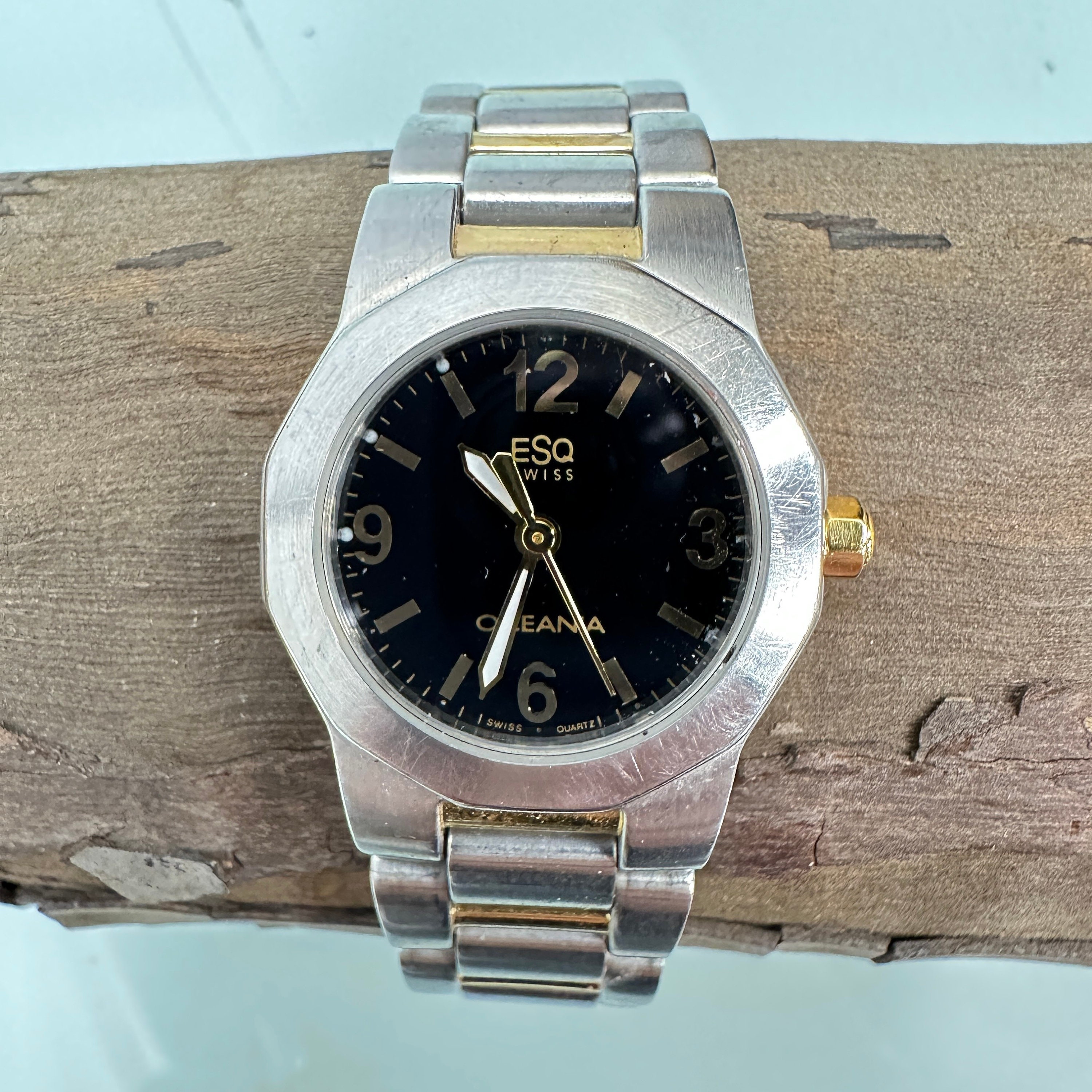 ESQ OCEANIA Swiss Girls Wrist Watch Date Calendar Analog Quartz Silver/Gold Tone Retro Two Tone Watch Esq Swiss Quartz Watch Gold Tone and  main image 4