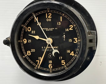 V*e様 1940s us navy CHELSEA CLOCK ww2 セスト CHELSEA WWII U S NAVY ZIG-ZAG, HACK-SET SHIPS CLOCK - ON