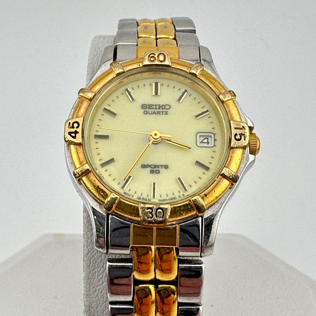 VINTAGE SEIKO SPORT 50 BICOLOR WOMENS WATCH BFPM-06-141 Seiko | Accessories | Seiko Twotone Diamond Accent Watch  main image 3