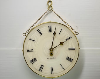 Vintage Henri Lagin Pocket Watch Style Large Frosted Glass Hanging Wall Clock