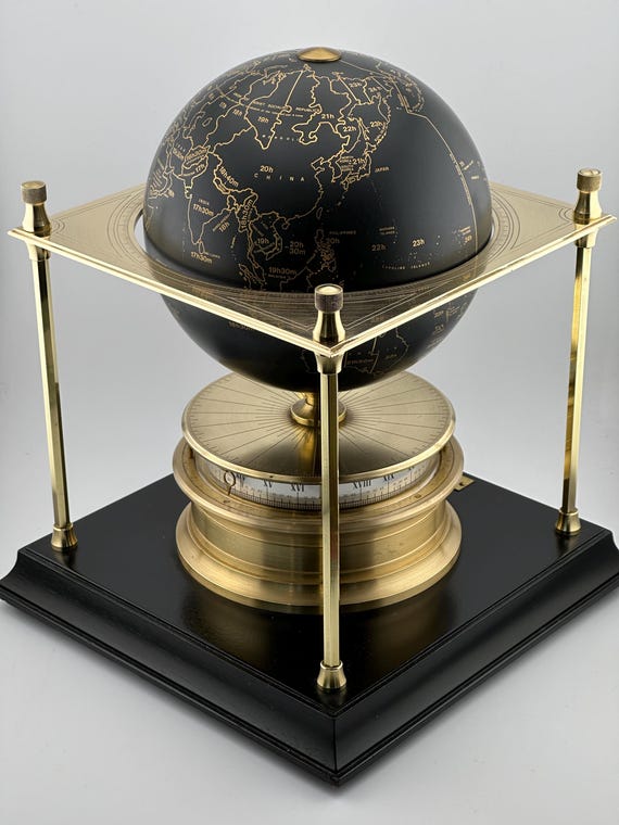 Vintage Imhof Globe Clock Built for the Royal Geographical Society