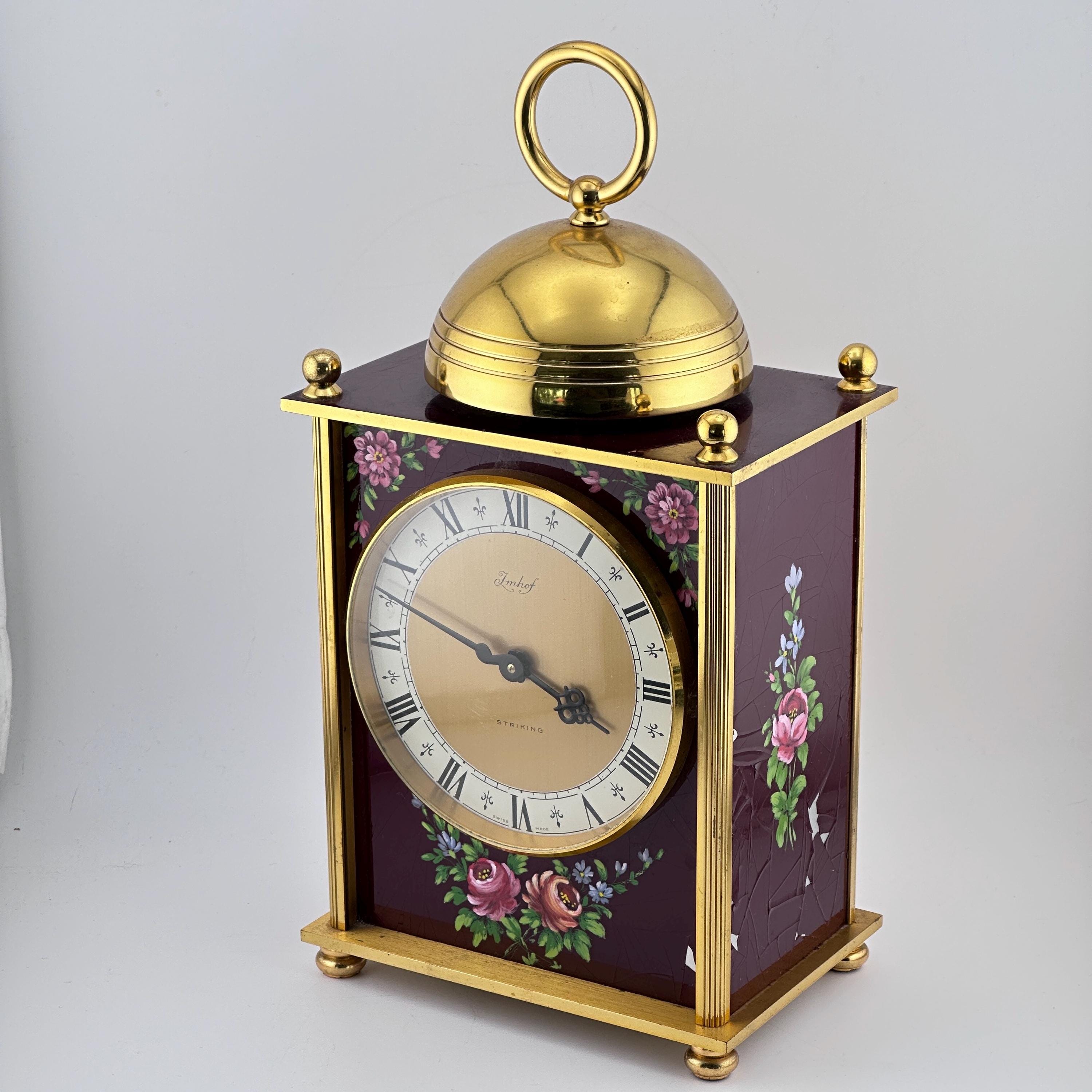 Imhof Gold Plated & Hand Painted Swiss 8 Day Mantle Clock - Etsy