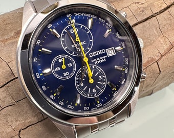 Seiko Chronograph 7T92 Quartz Watch With Blue Dial and - Etsy Australia