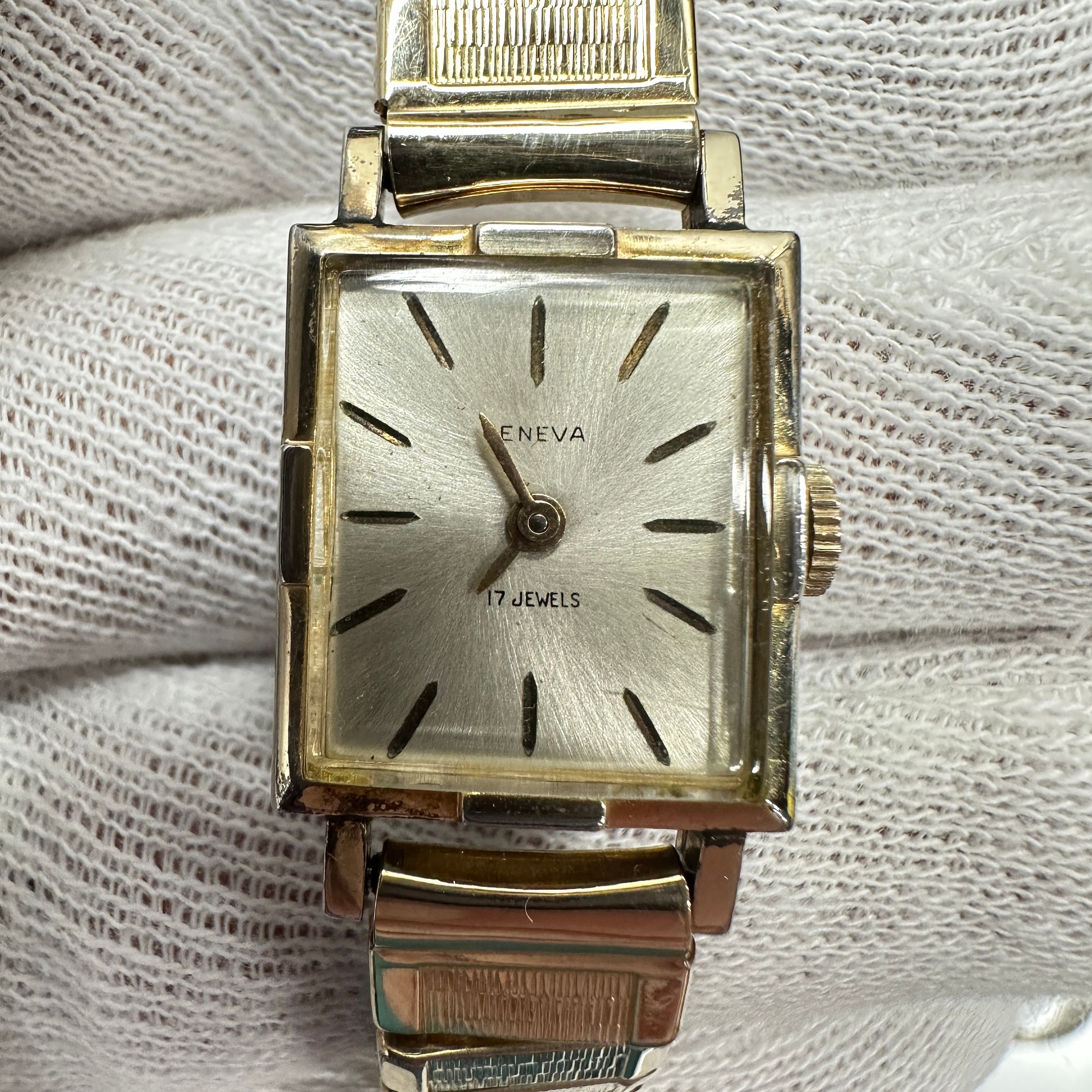 Geneva 10k RGP Square-face Zodiac Ltd. 17 Jewel Wind-up Watch C