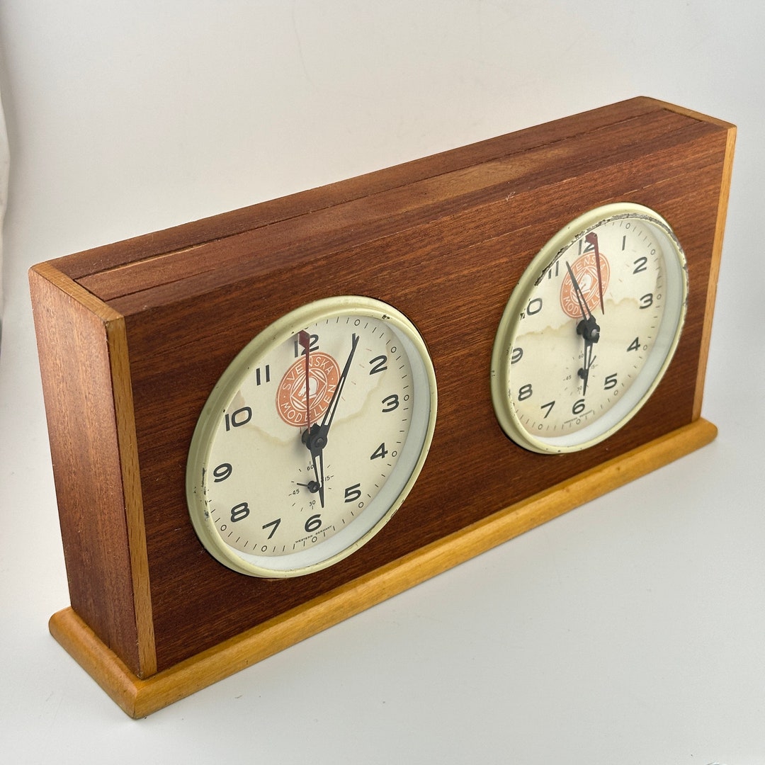 Large Vintage Chess Clock svenska Modellen Movement Made in Germany C