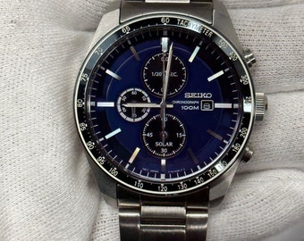 Seiko Solar Mens Analog Solar Chronograph Watch - Etsy