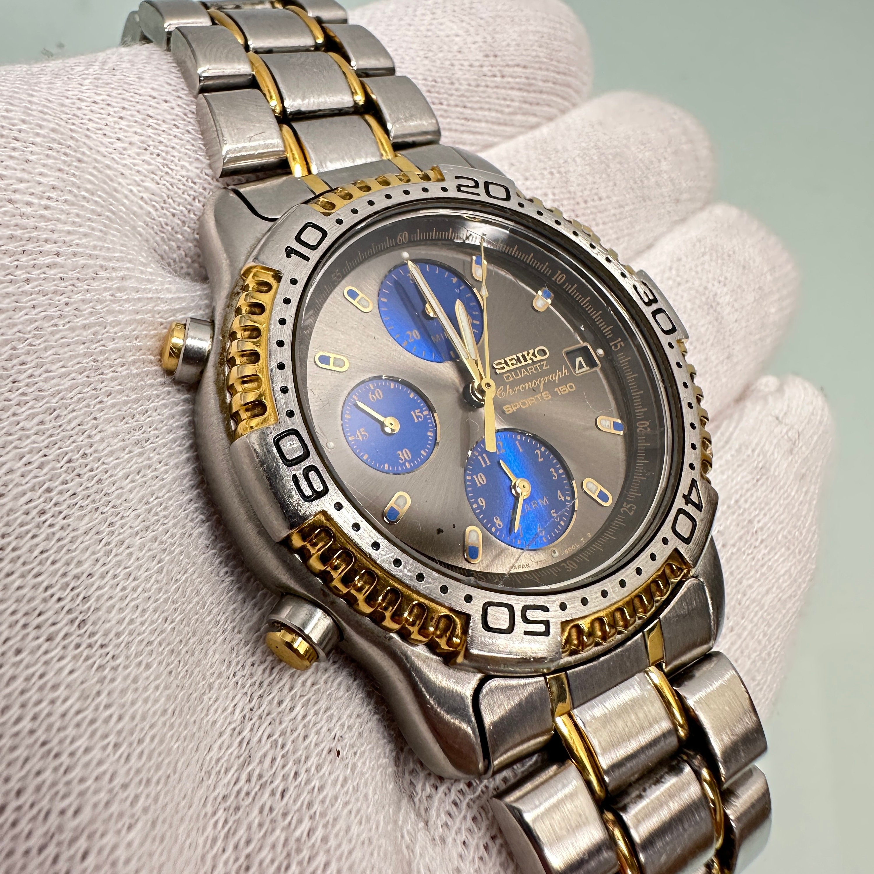 Total 62+ imagen seiko quartz chronograph sports 150 gold Thptnganamst.edu.vn