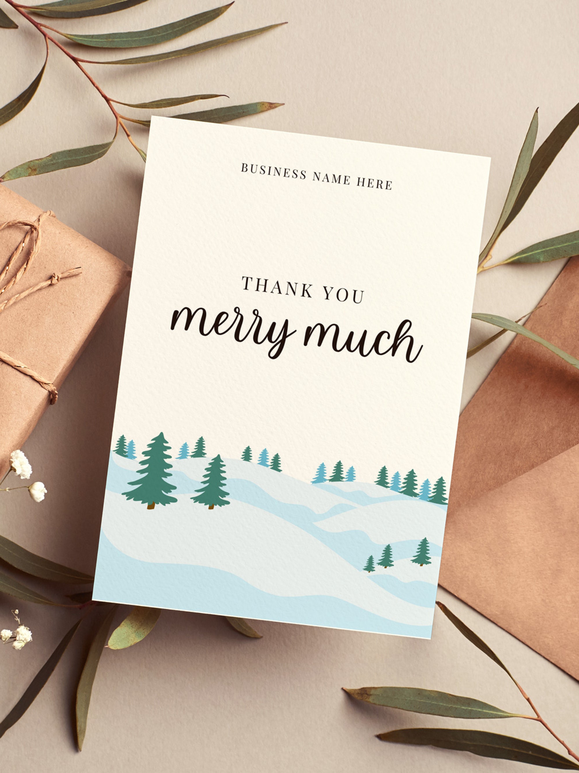 Holiday Printable Thank You Card Christmas Business Thank You - Etsy