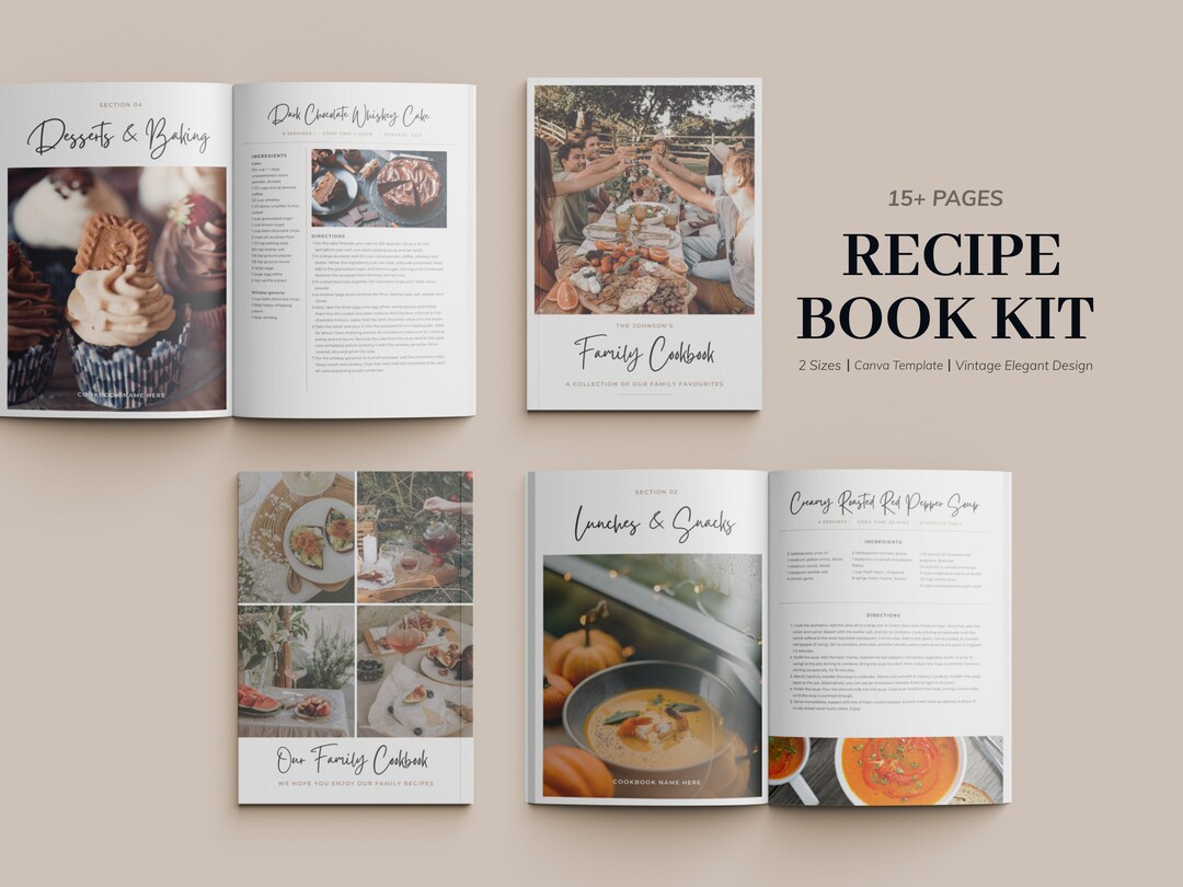 MINIMAL Recipe Template, Cookbook Template, Printable Recipe Book