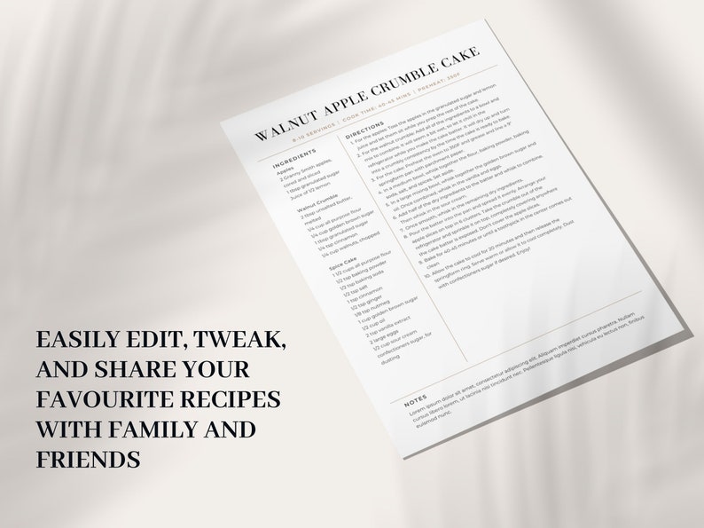 Modern Recipe Template BUNDLE Printable Recipe Template - Etsy
