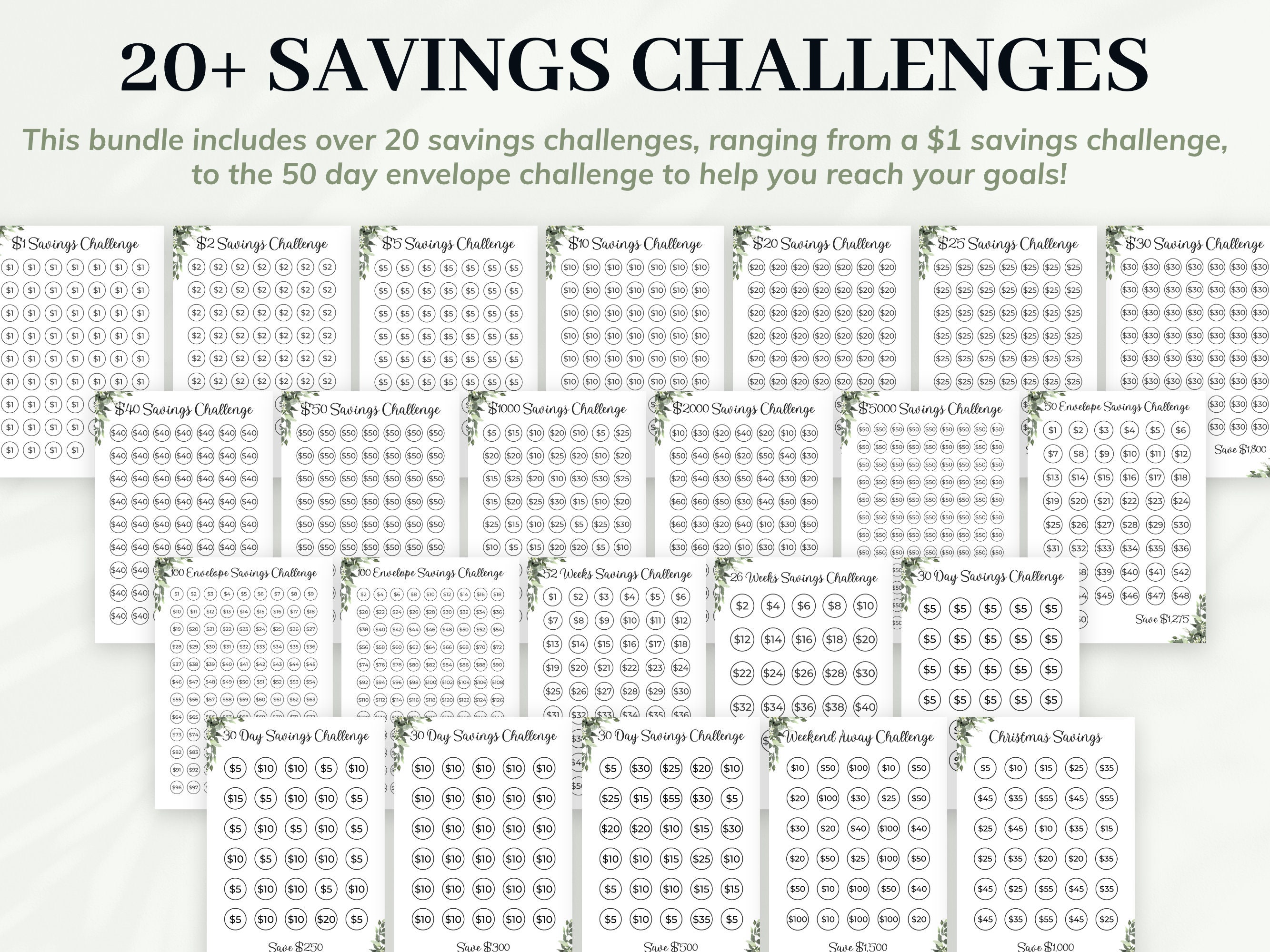 MINI Savings Challenge Printable BUNDLE, A6 Savings Challenge Package ...