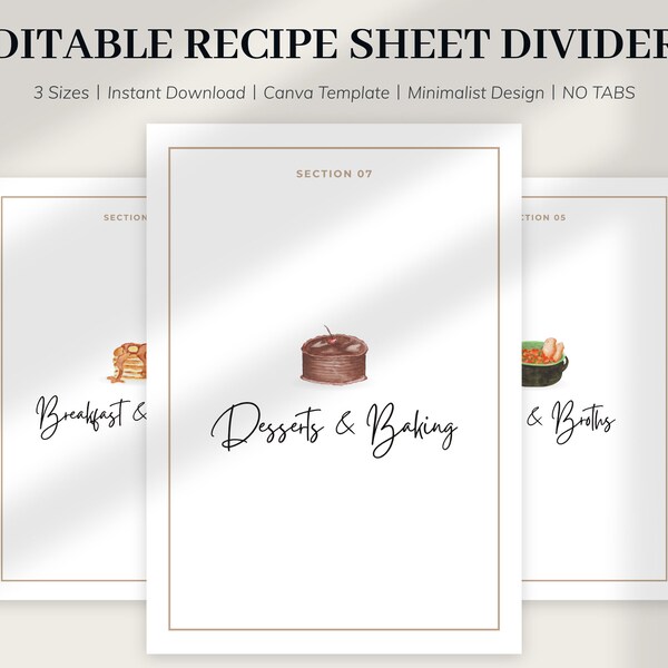 Recipe Card Dividers - Etsy