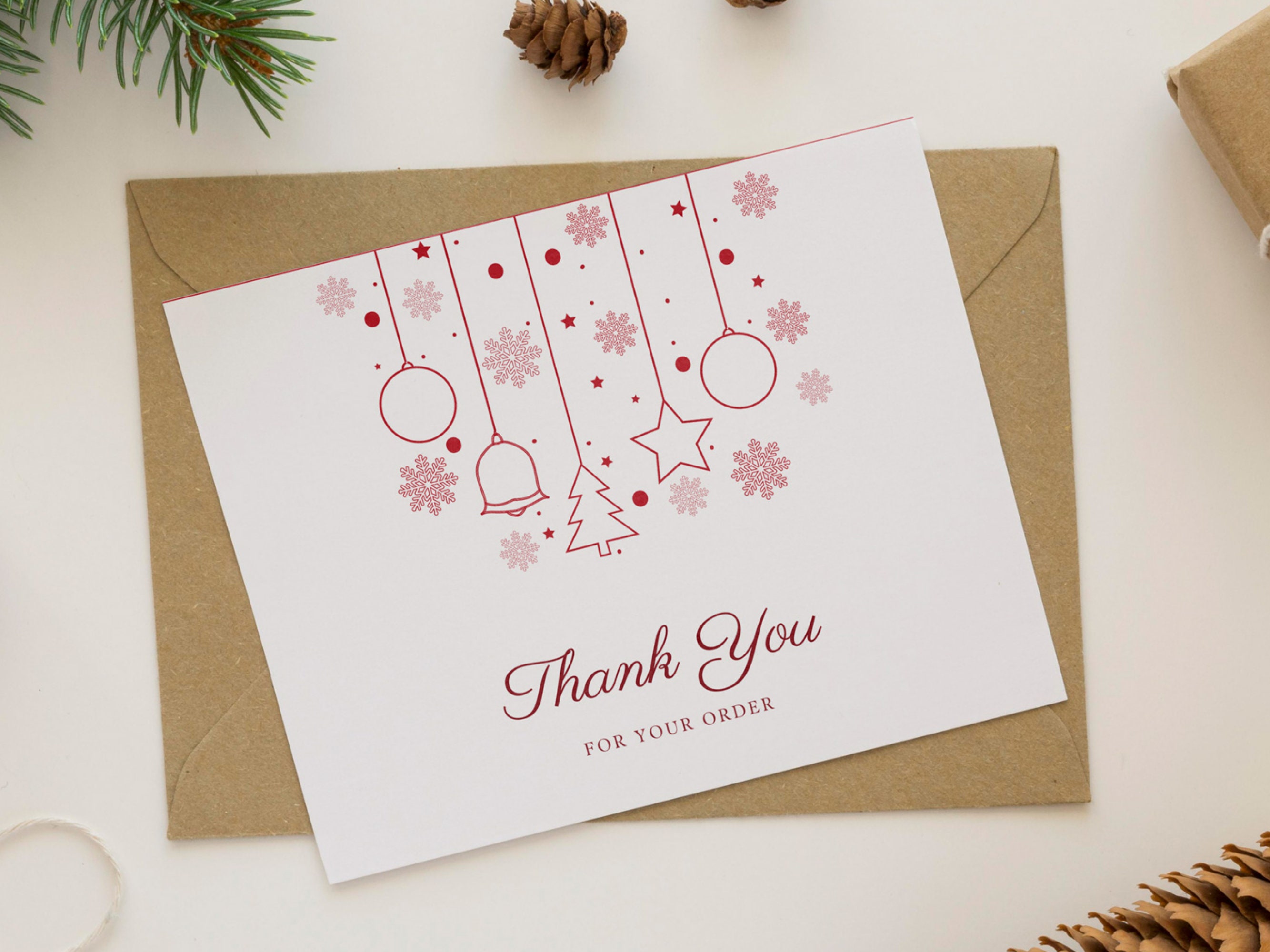 Holiday Printable Thank You Card, Christmas Business Thank You Card
