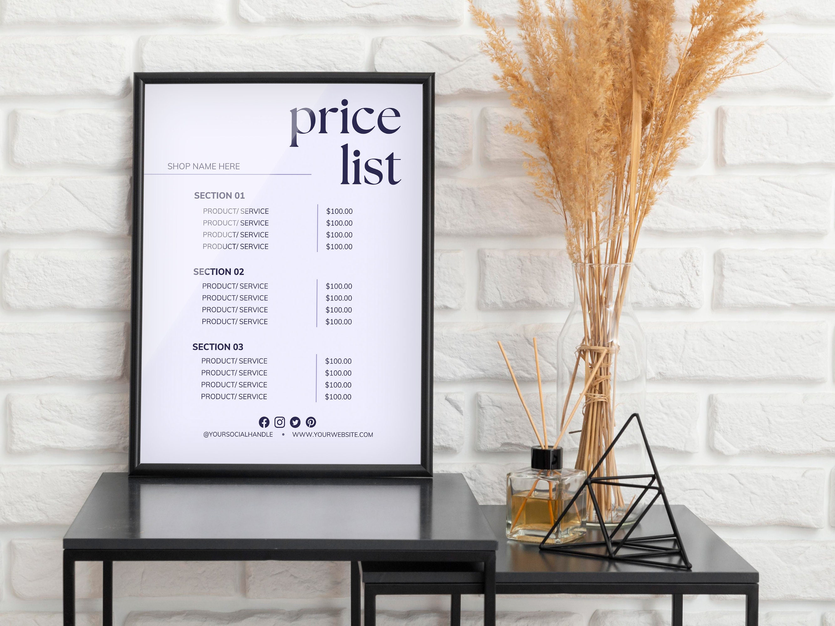 Price List Template Printable Price List Price List Etsy Canada