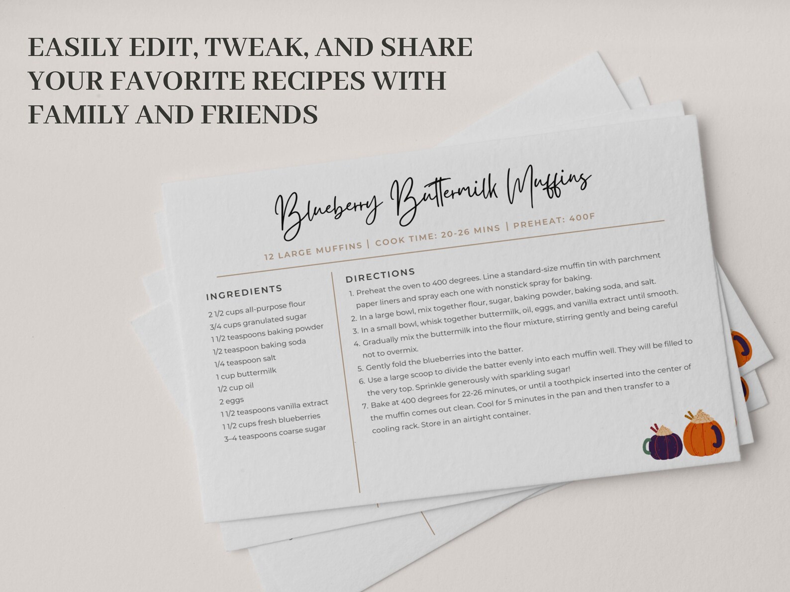 FALL Recipe Template Recipe Card Template EDITABLE Thanksgiving fall-recipe-template-recipe-card-template-editable-thanksgiving