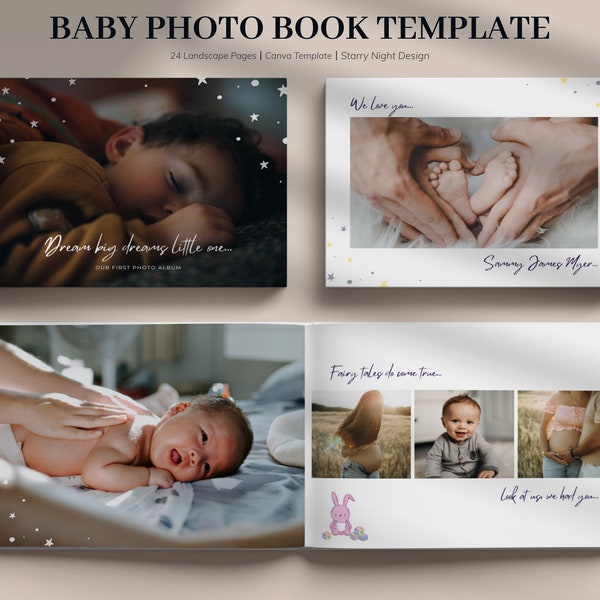 Baby Photo Book Template, Photo Album Template, Editable Photo Book, Customizable Baby Photo Album, Baby Book, Newborn Album, Baby Photobook