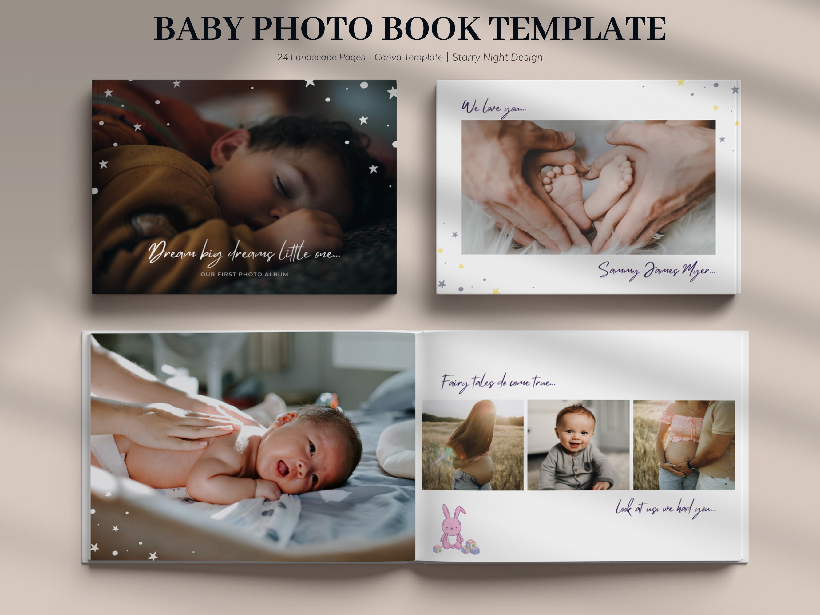 Baby Photo Book Template, Photo Album Template, Editable Photo Book