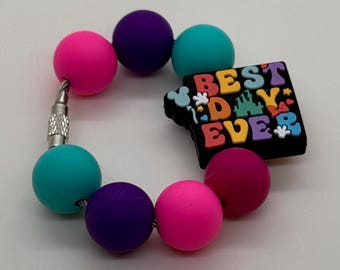 Customizable 'Best Day Ever' Charm with Mouse Head Beads