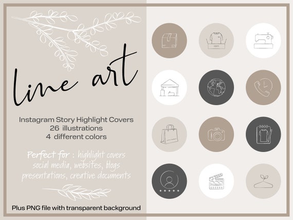 Line Art Instagram Highlight Covers: Boutique Fashion Icons (Digital Download)