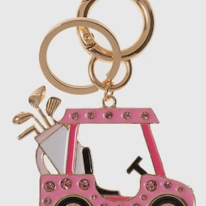 Golf Cart Strass Schlüsselanhänger - Pink