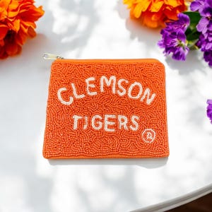 Clemson Tigers Officially Licensed Beaded Coin Pouch