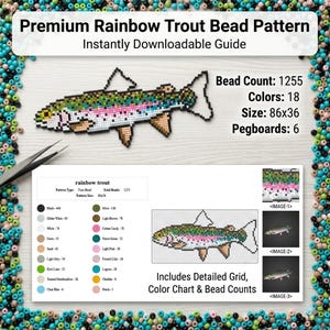 Rainbow Trout Bead Pattern PDF | Fishing Pixel Art | DIY Hama Craft Template