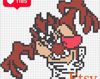 Padrão de Contas Taz Hama | Design de Contas Perler Faça Você Mesmo | Download Instantâneo