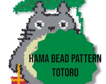 Adorável padrão de contas Hama do Totoro | Design de contas Perler para fazer você mesmo | Download instantâneo