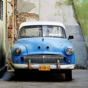 Classic Vintage Blue Car Havana Cuba |  Wall Art
