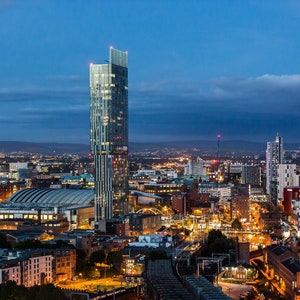 Manchester Fotografie | Urban, Stadtlandschaft, Sonnenuntergang, Nacht, Beetham Tower, Hilton Hotel