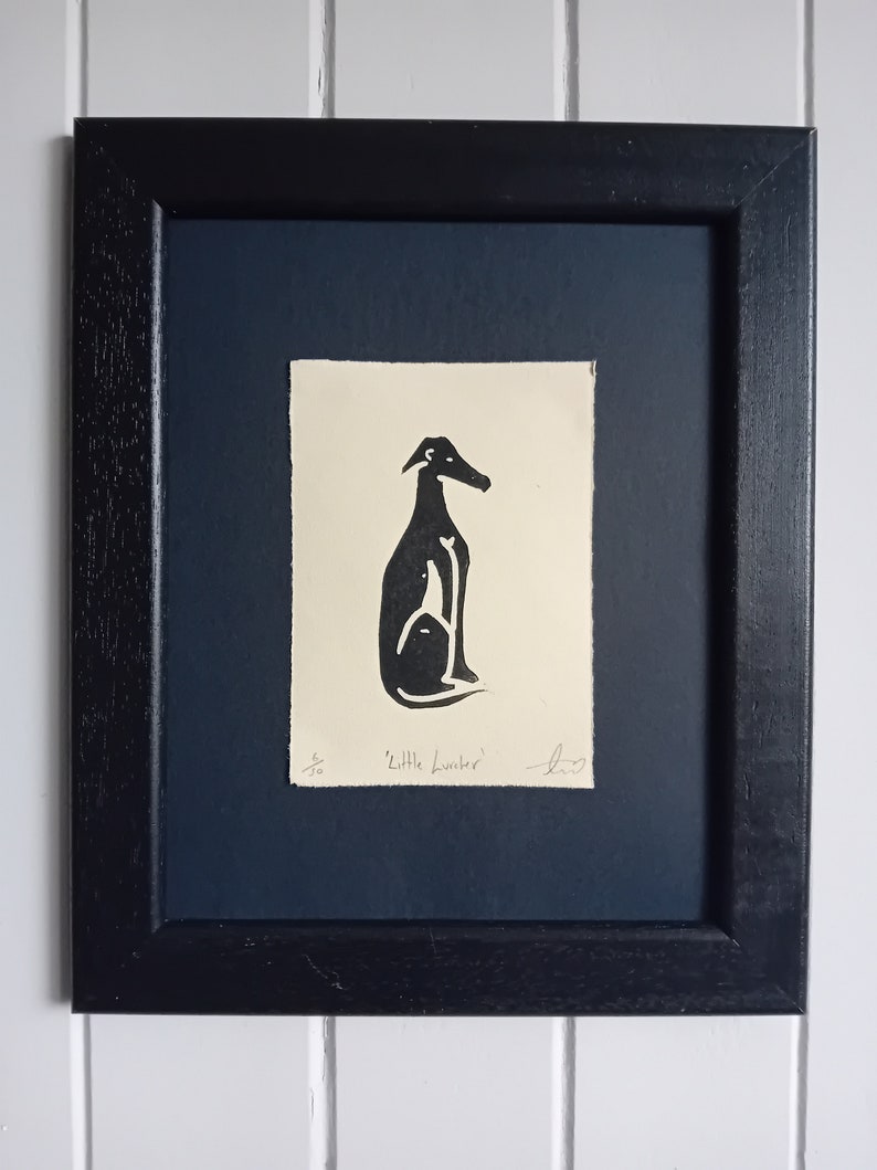 Little Lurcher Lino Print zdjęcie 3