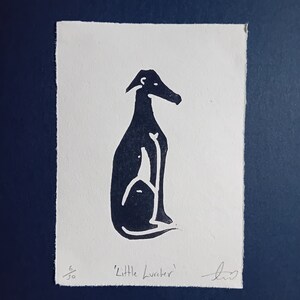 Little Lurcher Lino Print zdjęcie 2