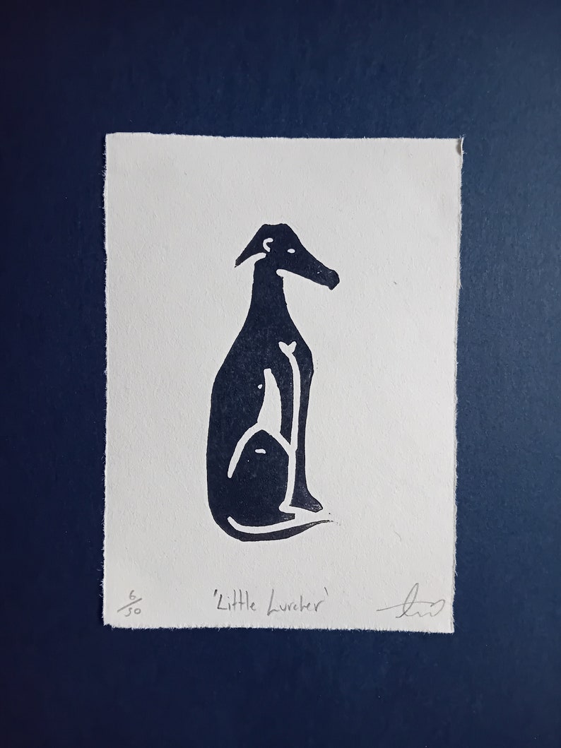 Little Lurcher Lino Print zdjęcie 2