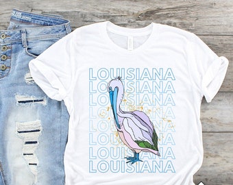 Louisiana Louisiana Louisiana Pelican, Louisiana Love, State Bird Retro Soft, Unisex Bella-Canvas 3001 Camisa