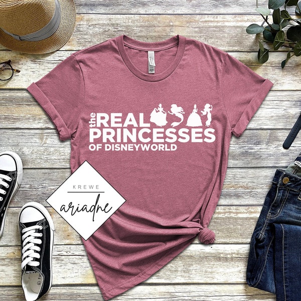 The Real Princesses of Disneyworld, Cinderella, Ariel, Tiana, Jasmine, Princess, Disney, Vacation tee, Comfy Bella + Canvas 3001 tshirt