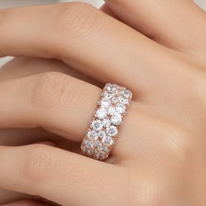 Bague grappe en moissanite : Alliance semi-éternité en argent sterling