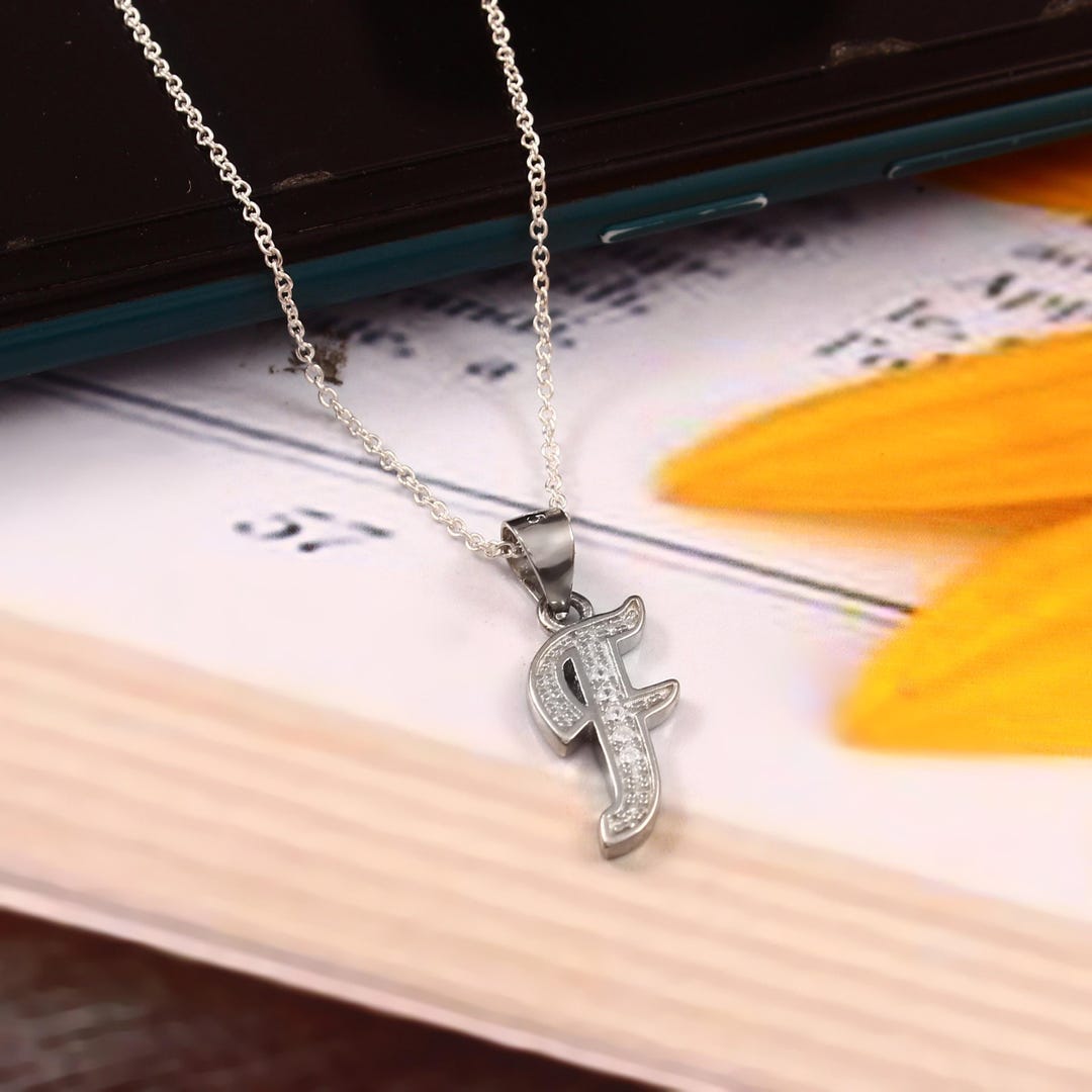 Cursive Initial Necklace, Diamond 