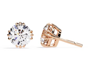 Moissanite Stud Earrings, 925 Sterling Silver Hidden Halo